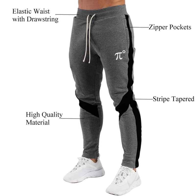 PIDOGYM Men's Track Pants,Slim Fit Athletic Sweatpants Joggers Trousers with Zipper Pockets Dark Grey - Image 4